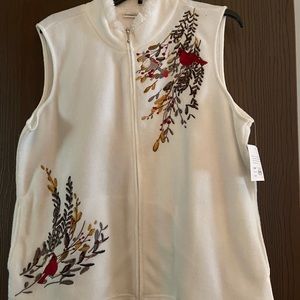 White vest with Cardinal embroidery